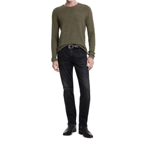 John Varvatos Collection Men's Long Sleeve Riley Textured Crew Sweater Teakwood - Picture 6 of 7